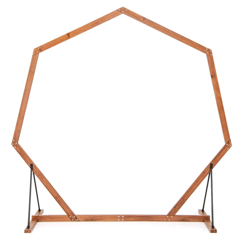 Giantex 7 FT Heptagon Solid Wood Arbor for Wedding Backdrop Stand