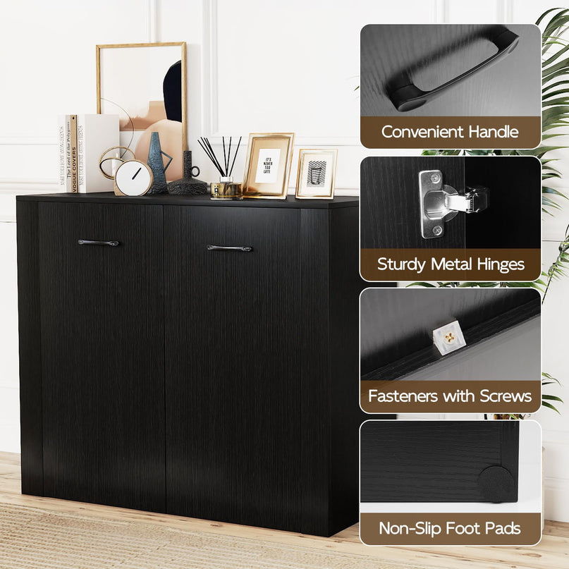 Buffet Giantex 38" avec 2 Portes et 4 Étagères Cubiques