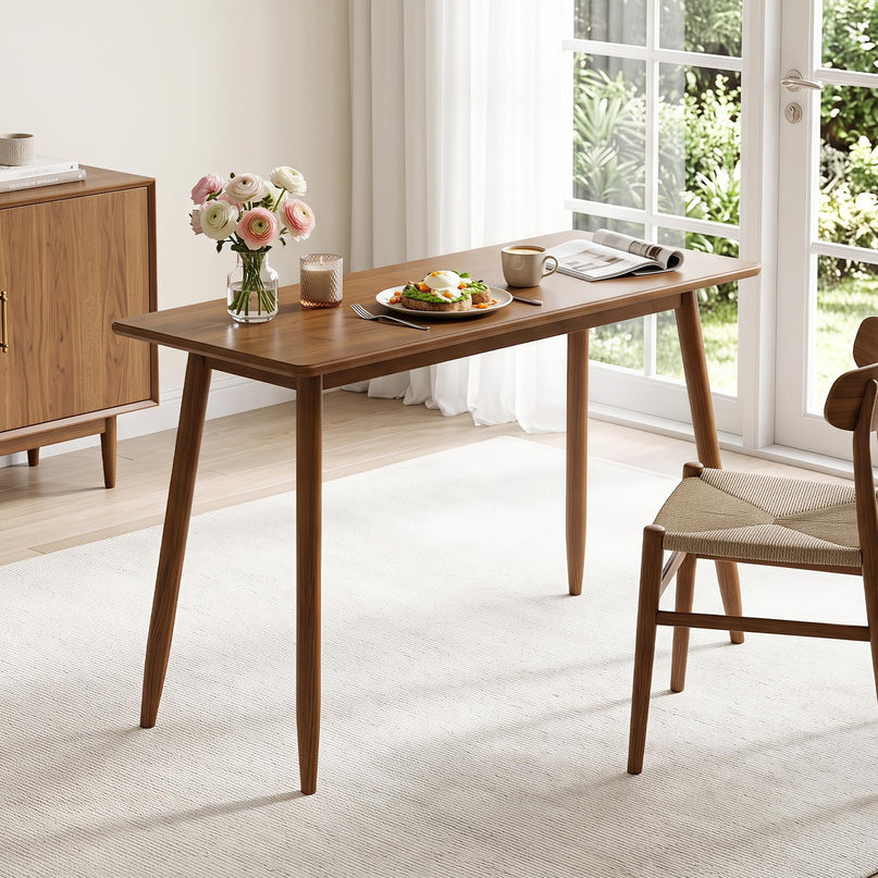 GIANTEX Computer Desk with Rubber Wood Legs for Bedroom or Small Spaces