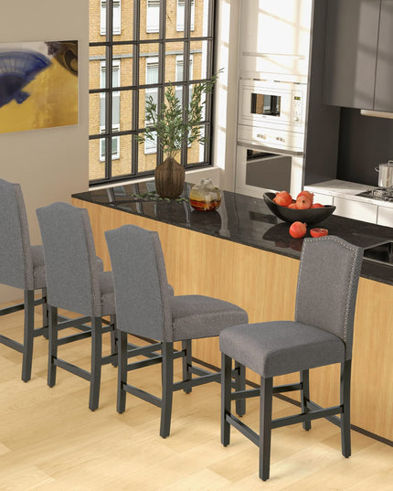 Giantex Bar Stools Set of 2, 25" Counter Height Bar Dining Chairs with Rubber Wood Legs