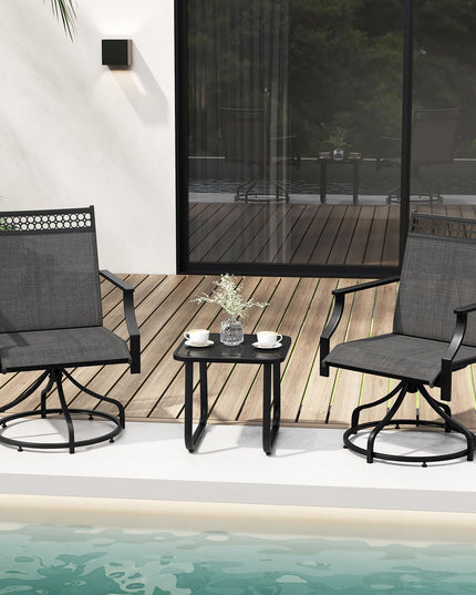 Giantex Swivel Outdoor Chairs,  Patio Dining Chairs, Round Steel Base