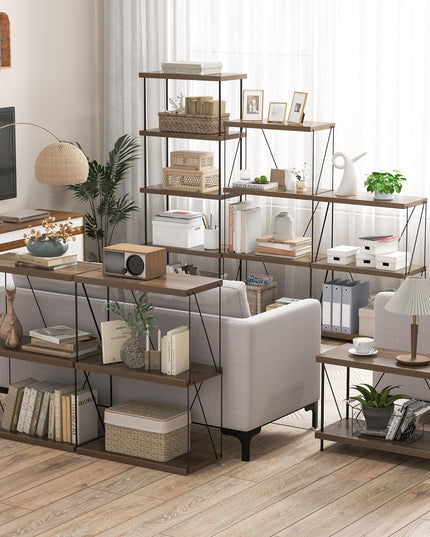Giantex 3-Tier Open-Back Bookshelf, Freestanding Display Rack, Metal Frame Storage Shelf