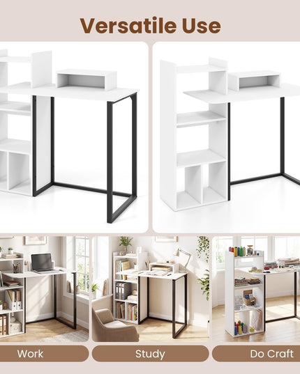 Giantex Bureau informatique de 110 cm avec prises électriques pour petits espaces