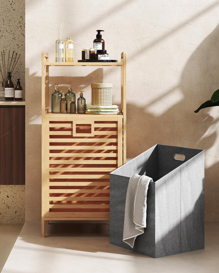 Meuble à linge inclinable en bambou Giantex avec 2 étagères de rangement