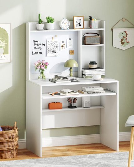 Giantex White Computer Desk with Hutch