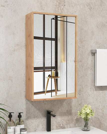 Giantex Medicine Cabinet Mirror, Bathroom Wall Cabinet with Reversible Single Door, 2 Adjustable Shelves