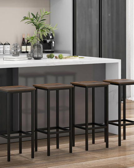 Giantex Bar Stools Set of 4, 26" Backless Barstools with Metal Legs & Footrest, Breakfast Bar Dining Chairs