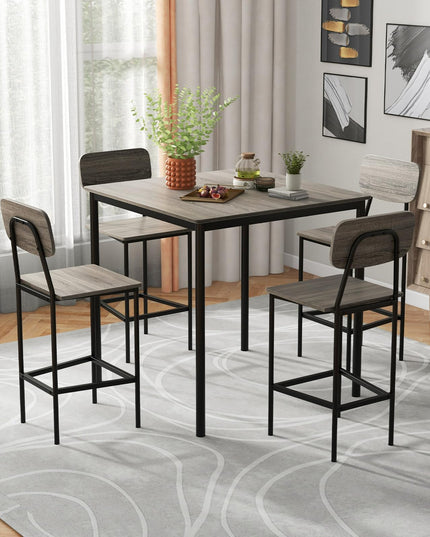 Giantex 5-Piece Dining Table Set W/Counter Height Table & 4 Bar Stools