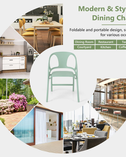 Giantex Folding Dining Chairs Set of 2/4, Outdoor Plastic Dining Chairs with Armrest and High Backrest