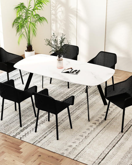 Giantex Plastic Dining Chairs w/Breathable Mesh Backrest Wide Seat Sturdy Supporting Legs