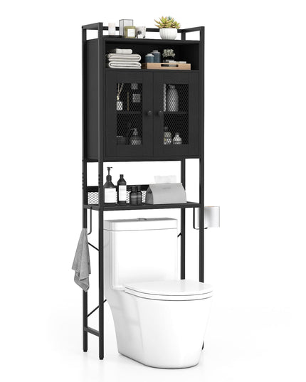 Meuble de rangement autoportant Giantex sur toilettes avec porte-rouleau de papier toilette et crochet