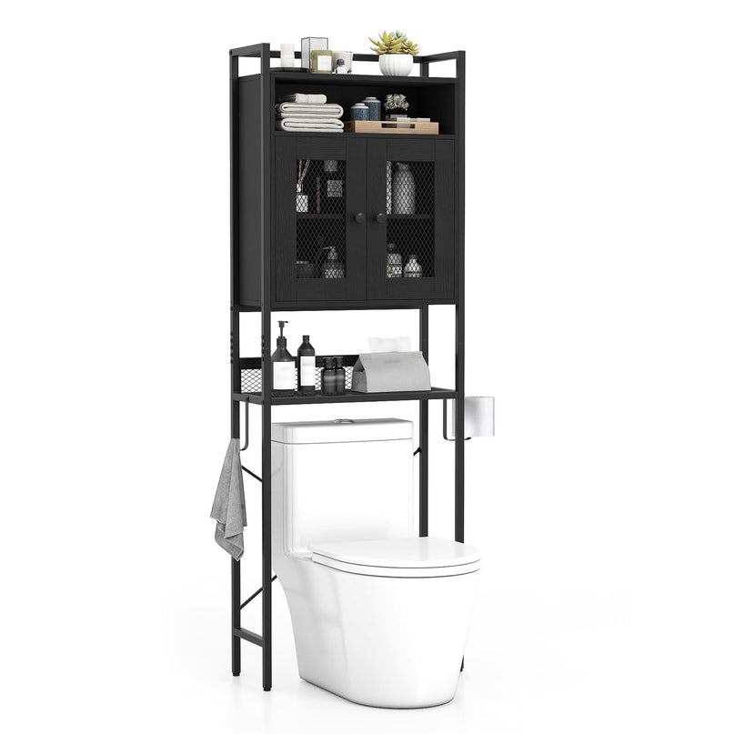 Giantex Freestanding Over The Toilet Storage Cabinet w/ Toilet Paper Holder & Hook