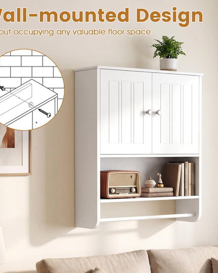 Giantex Bathroom Wall Medicine Cabinet with Towel Bar & Adjustable Shelf