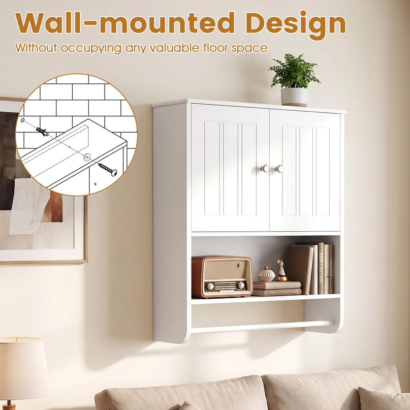 Giantex Bathroom Wall Medicine Cabinet with Towel Bar & Adjustable Shelf
