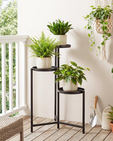 Giantex 3-Tier Metal Plant Stand Indoor Outdoor | Tall Corner Flower Pot Holder Display Rack