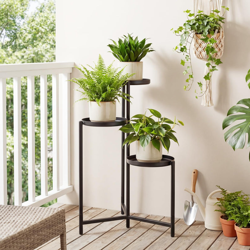 Giantex 3-Tier Metal Plant Stand Indoor Outdoor | Tall Corner Flower Pot Holder Display Rack