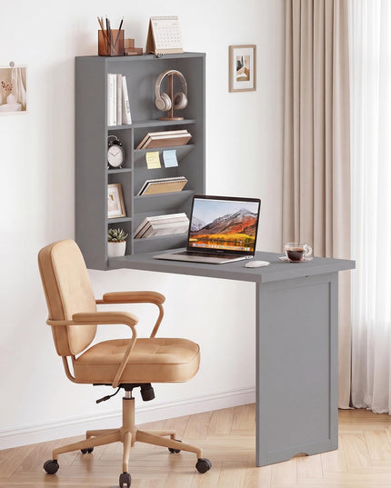 Giantex Wall Mounted Foldable Convertible Computer Desk with Storage Shelves