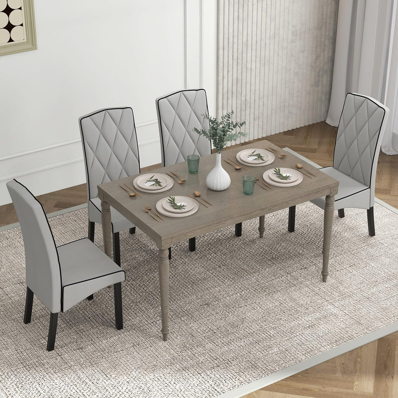 Giantex Upholstered Dining Chairs Set of 2, Tufted Fabric Dining Room Chairs w/High Backrest, High-density Sponge Cushion, Solid Rubber Wood Frame