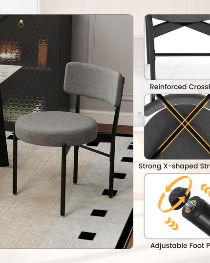 Giantex Boucle Dining Chairs Set of 2/4, Sherpa Upholstered Kitchen Chairs w/Curved Backrest, Padded Seat & Metal Legs