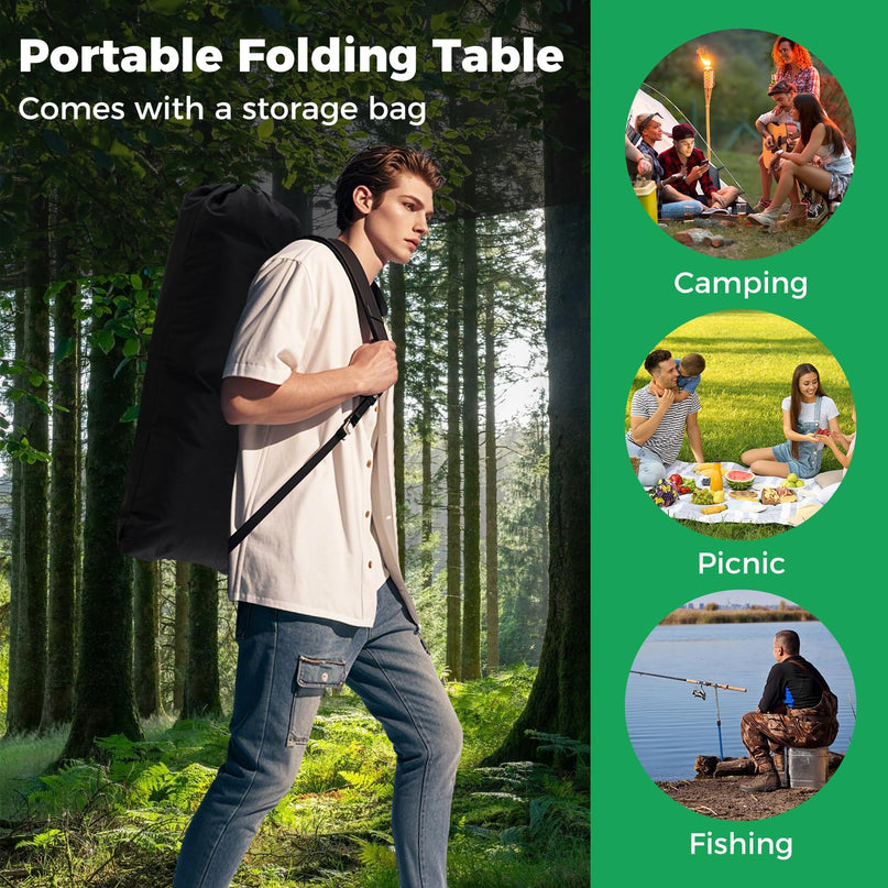 Giantex Folding Camping Table w/Aluminum Roll-up Tabletop & Mesh Basket
