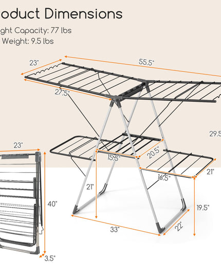 Giantex Clothes Drying Rack, Foldable Laundry Drying Rack with 33 Drying Rails