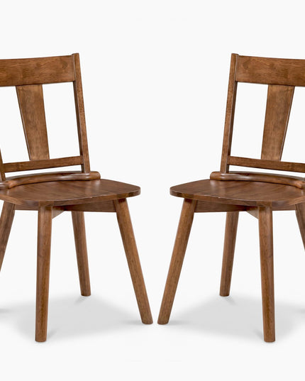 GIANTEX Solid Wood Dining Chairs Set of 2/4 w/Hollowed Backrest