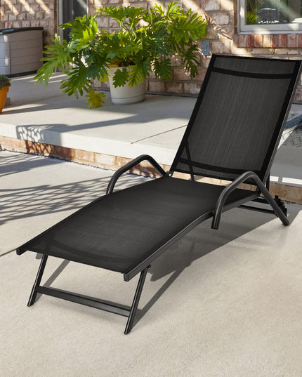Giantex Lounge Chairs for Outside - Set of 2 Outdoor Chaise Lounge with 5 Adjustable Position