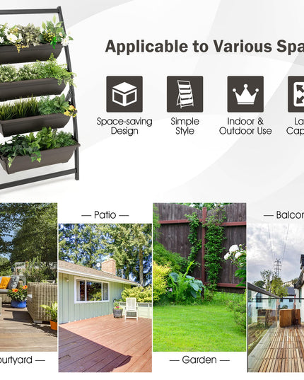 Giantex 2 Pcs 4.1FT Vertical Raised Garden Bed, 4-Tier Elevated Planter Box