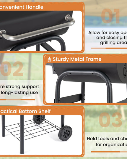 Giantex Portable Charcoal Grill with Foldable Side Table