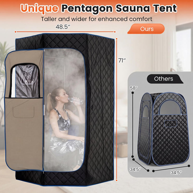 Giantex 3L Portable Steam Sauna Fast-Heat Large Pentagon Sauna Box