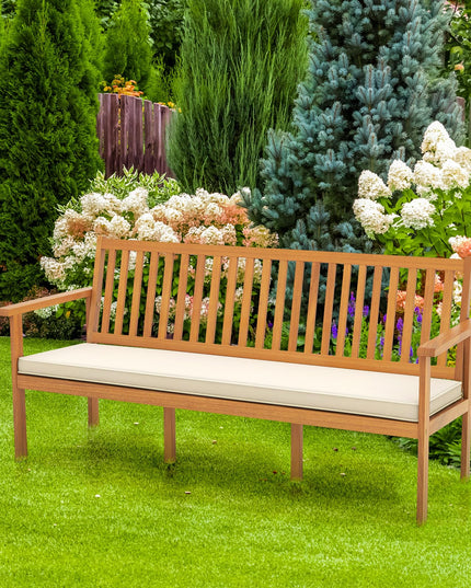 Giantex Acacia Wood Outdoor Bench, 3-Seat Patio Bench with Removable Seat Cushion