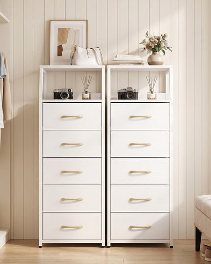 GIANTEX Tall Dresser with 4/5 Fabric Drawers & Metal Frame for Living Room (1/2)