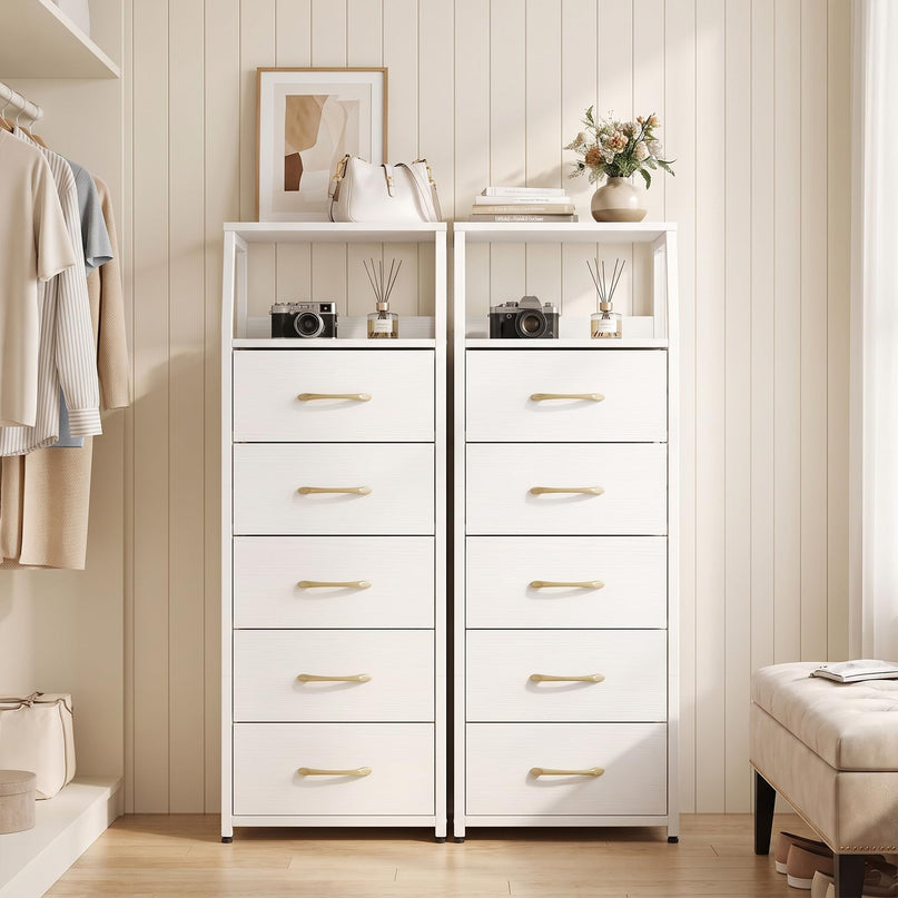 GIANTEX Tall Dresser with 4/5 Fabric Drawers & Metal Frame for Living Room (1/2)