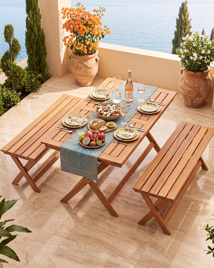 Giantex Outdoor Wooden Bench with X-Shaped Legs & Reinforced Crossbars