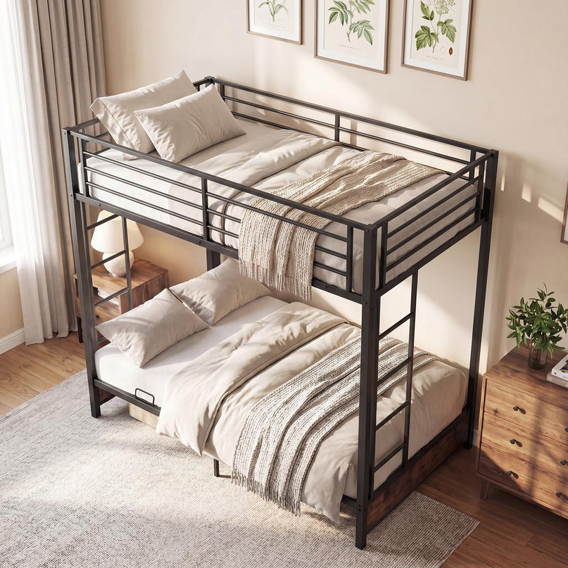 Giantex 77" x 41.5" x 71" Twin Over Twin Futon Bunk Bed