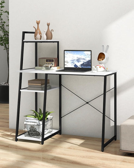 Giantex Computer Desk with Shelves, 47.5” Home Office Desk with Bookshelf, Host Stand