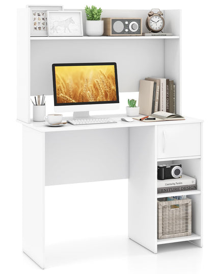 Giantex White Desk with Hutch Small Computer Desk