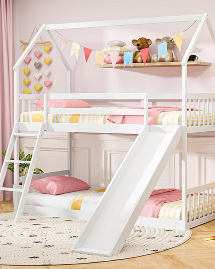 Giantex Wood Kids Bunk Bed with Slide & Ladder