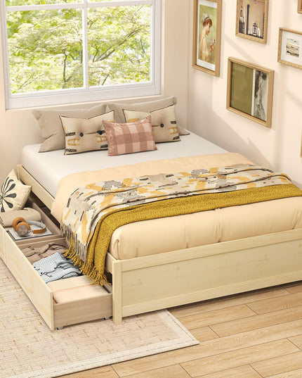 Giantex Full Size Bed Frame with 2 Storage Drawers