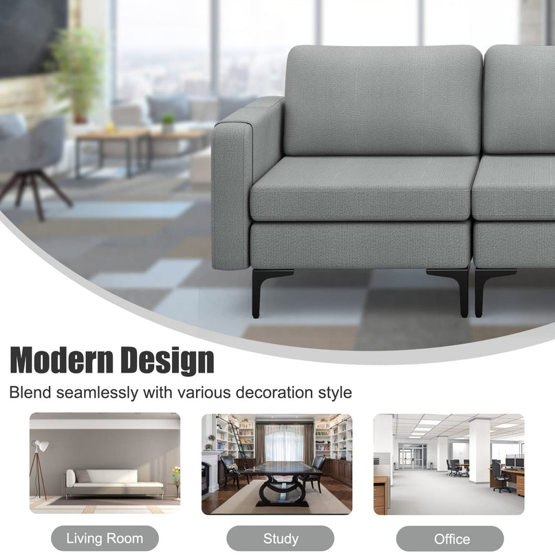 Giantex 3 Seat Sectional Sofa Couch, 94.5" L Modular Sleeper