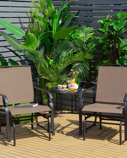 Chaises planeur d'extérieur Giantex avec table et trou pour parasol