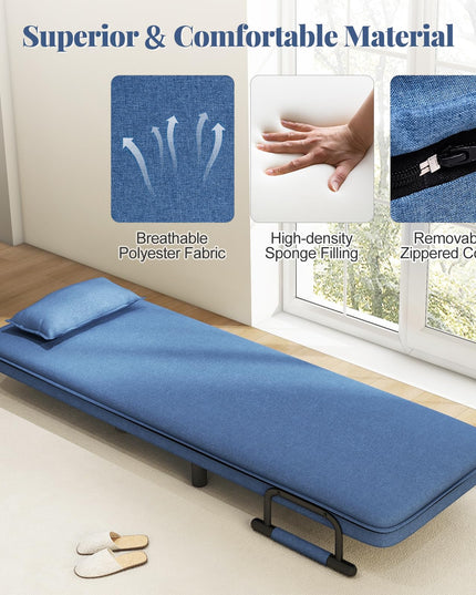 Giantex Convertible Sofa Bed, 3-in-1 Folding Sleeper Chair with 5-Position Adjustable Backrest, Wheels, 2 Legs