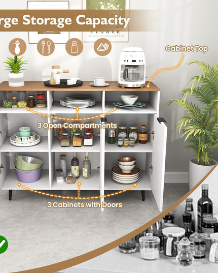 Giantex Sideboard Cabinet - 47” Buffet Cabinet with Storage Compartments, Countertop