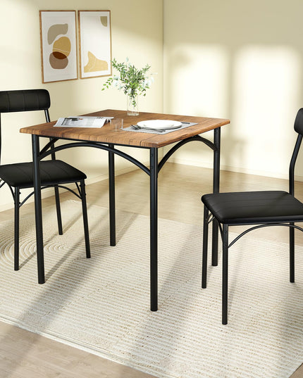 Giantex Square Kitchen Table with 2 Upholstered Armless Chairs | Space-Saving Dinette Set for Small Spaces