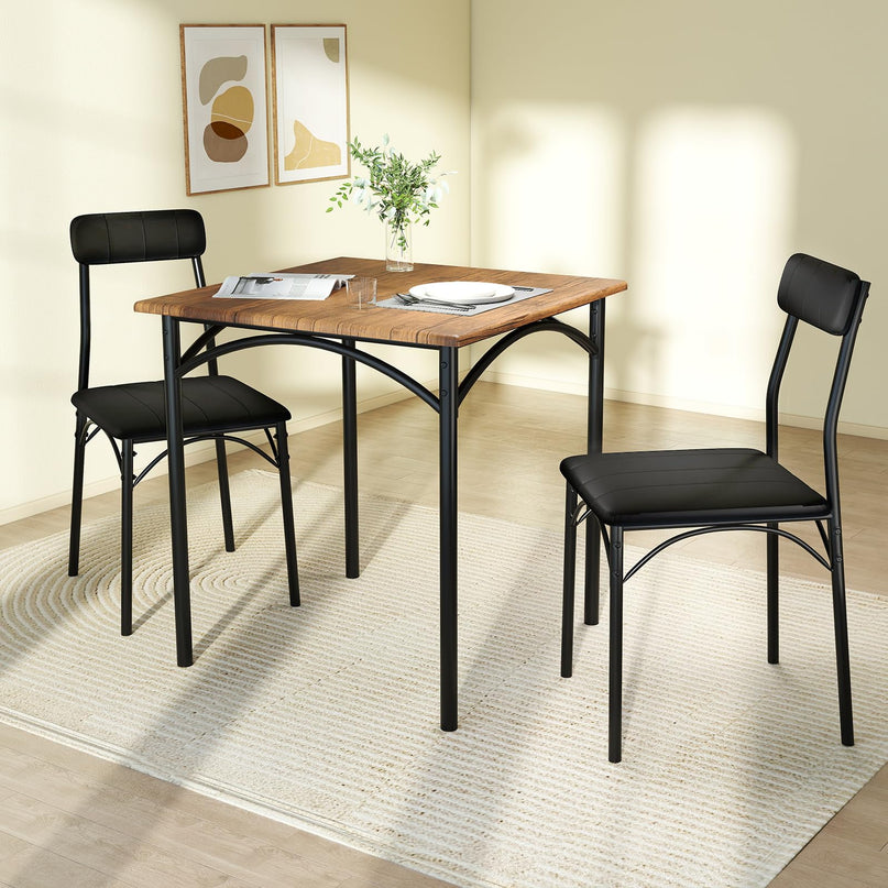 Giantex Square Kitchen Table with 2 Upholstered Armless Chairs | Space-Saving Dinette Set for Small Spaces