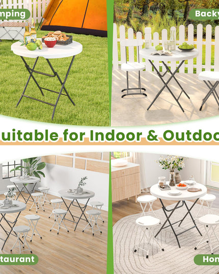 Giantex 32” Round Folding Table, HDPE Foldable Card Table for Party Wedding Event Picnic Commercial Banquet