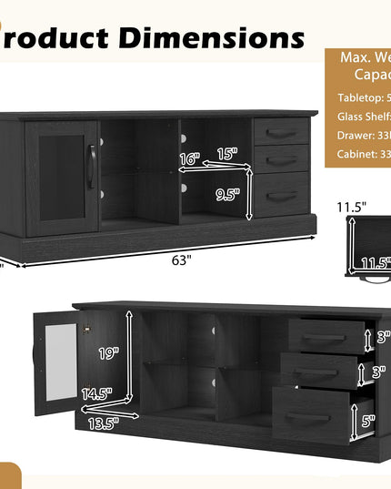 Giantex TV Stand for TVs up to 73”, Entertainment Center w/Cable Management Holes, Drawers