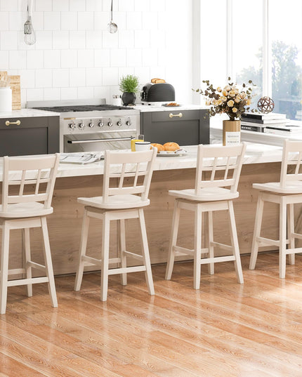 Giantex Bar Stools, Farmhouse Swivel Barstools with 6-Grid Hollow Back & Ergonomic Contoured Seat