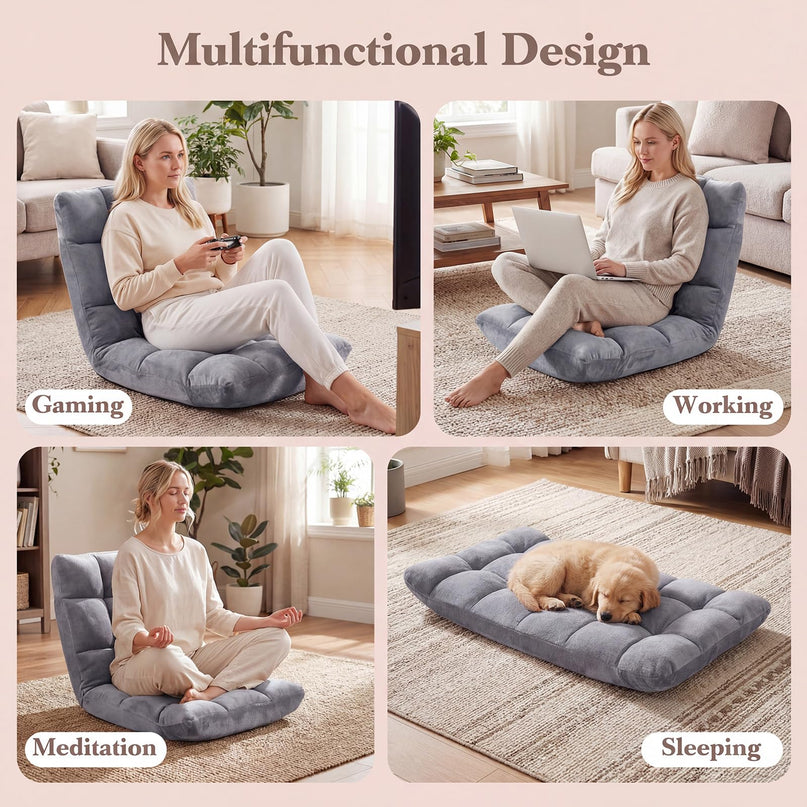 Chaise de sol Giantex avec 14 positions réglables (61 x 49,5 x 50,8 cm)