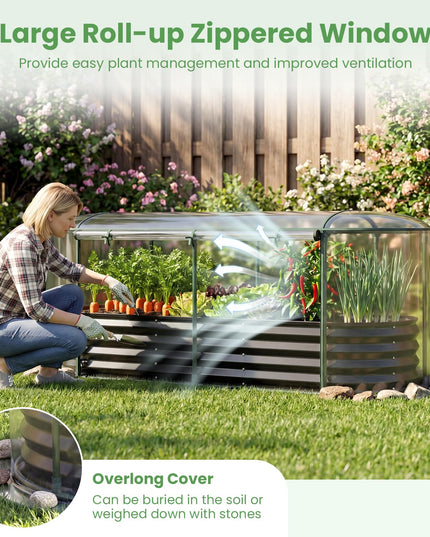 Giantex 6x2x1 FT Raised Garden Bed w/Greenhouse Cover